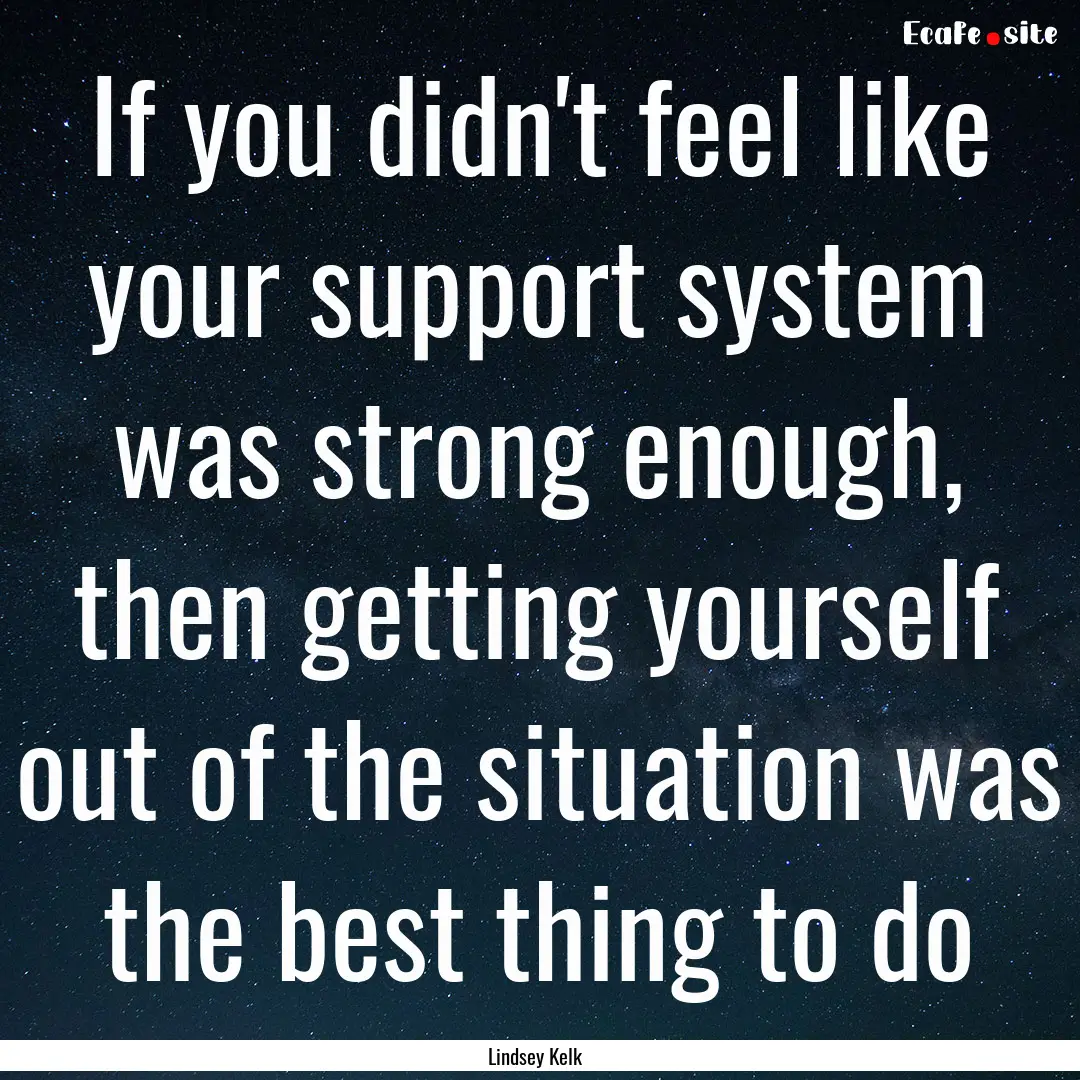 If you didn't feel like your support system.... : Quote by Lindsey Kelk