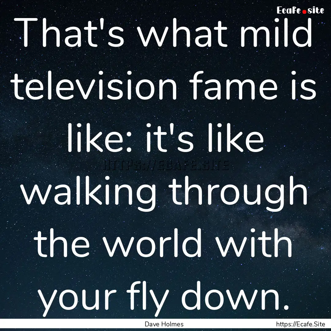 That's what mild television fame is like:.... : Quote by Dave Holmes