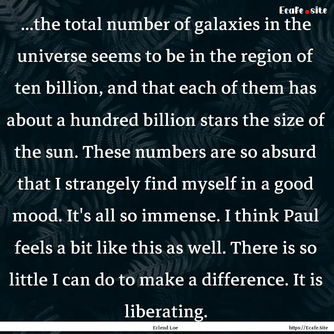 ...the total number of galaxies in the universe.... : Quote by Erlend Loe