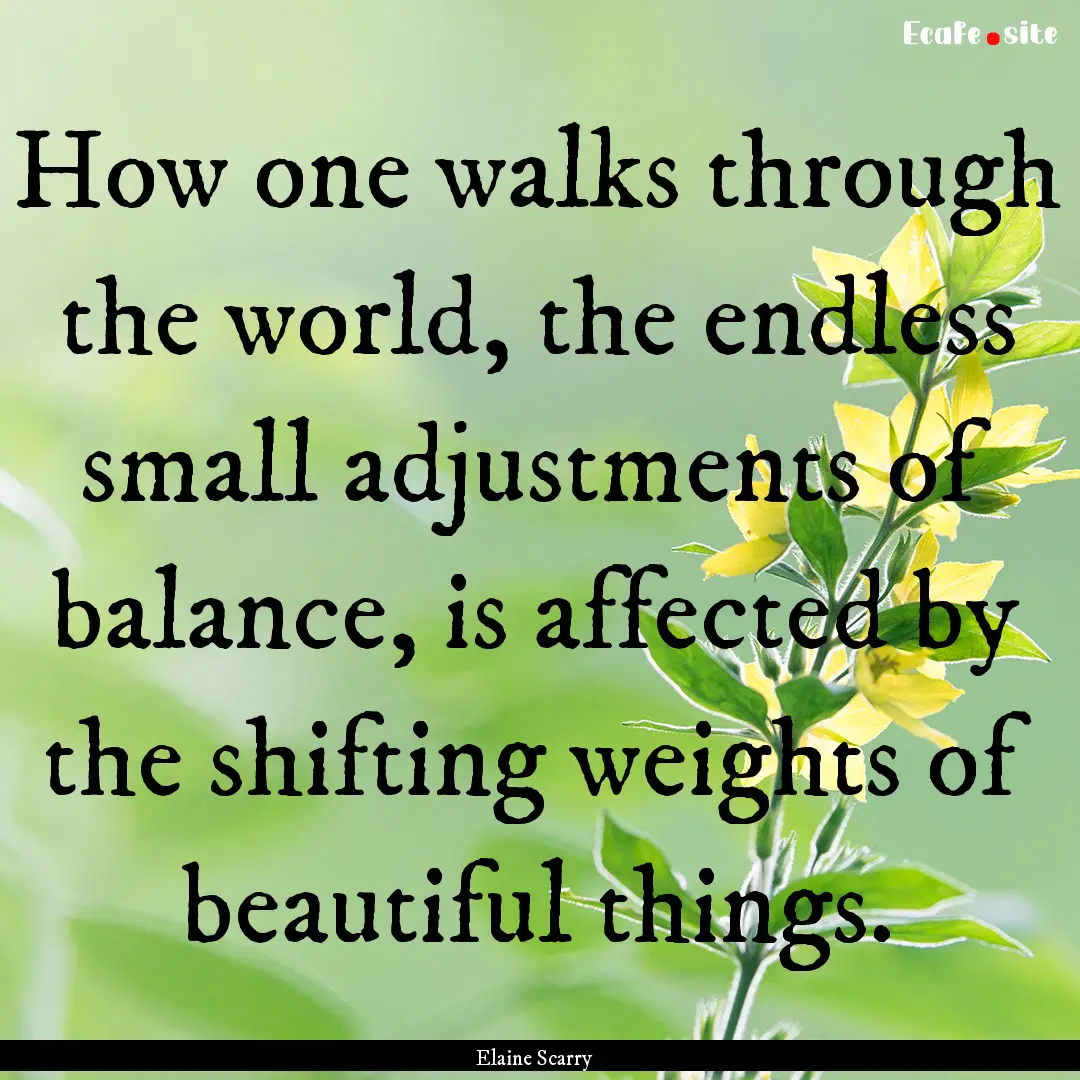 How one walks through the world, the endless.... : Quote by Elaine Scarry