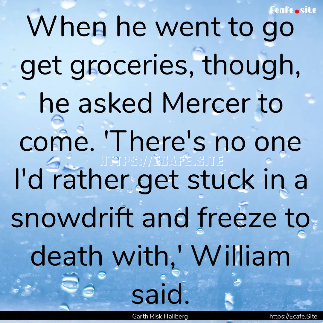 When he went to go get groceries, though,.... : Quote by Garth Risk Hallberg