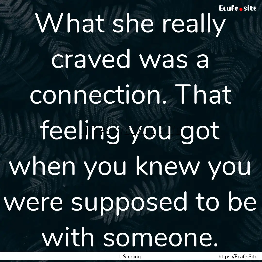 What she really craved was a connection..... : Quote by J. Sterling