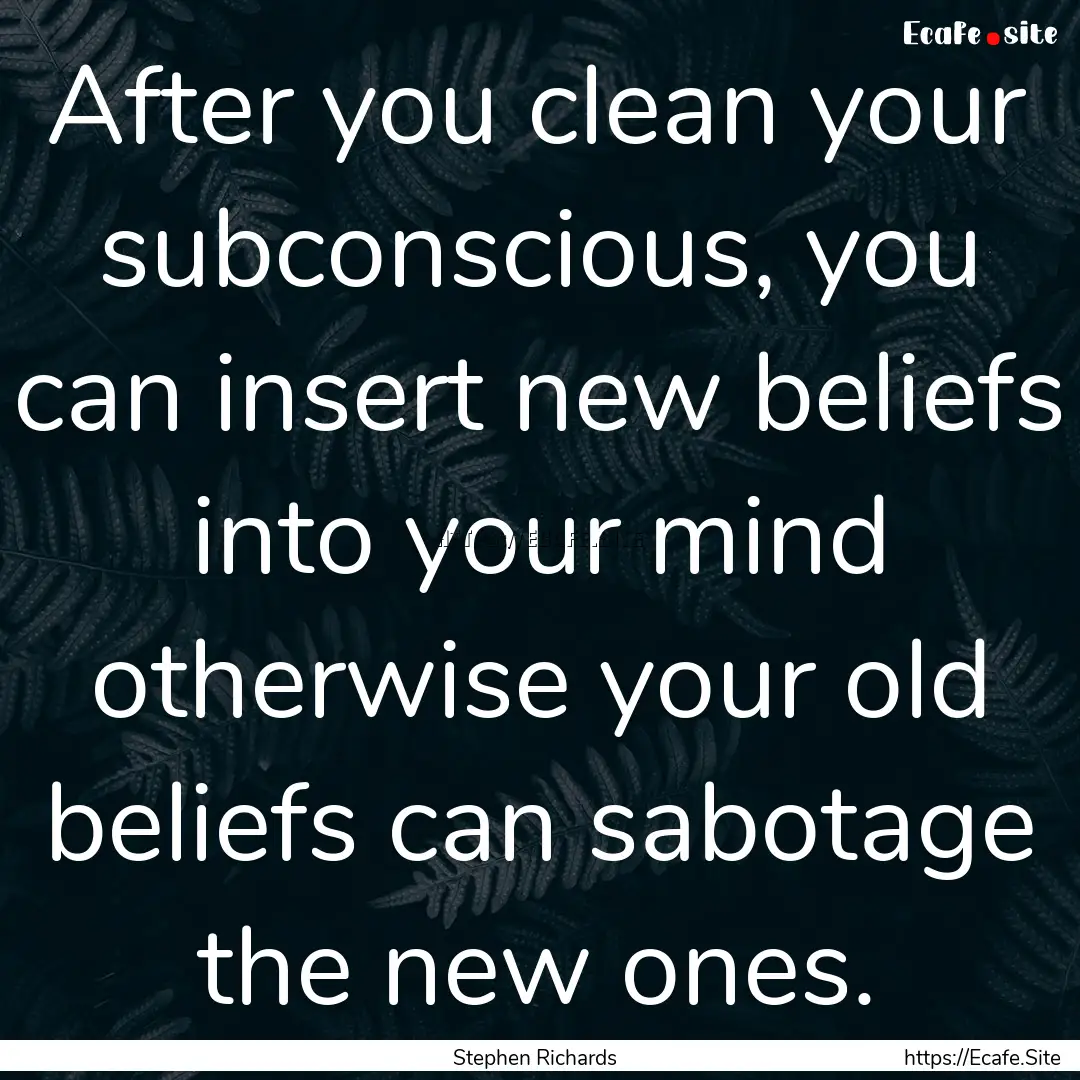 After you clean your subconscious, you can.... : Quote by Stephen Richards