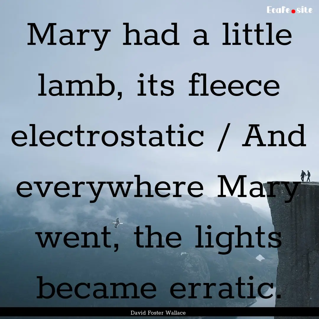 Mary had a little lamb, its fleece electrostatic.... : Quote by David Foster Wallace