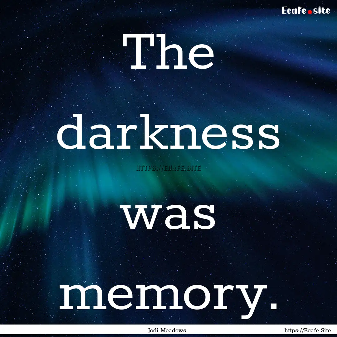 The darkness was memory. : Quote by Jodi Meadows