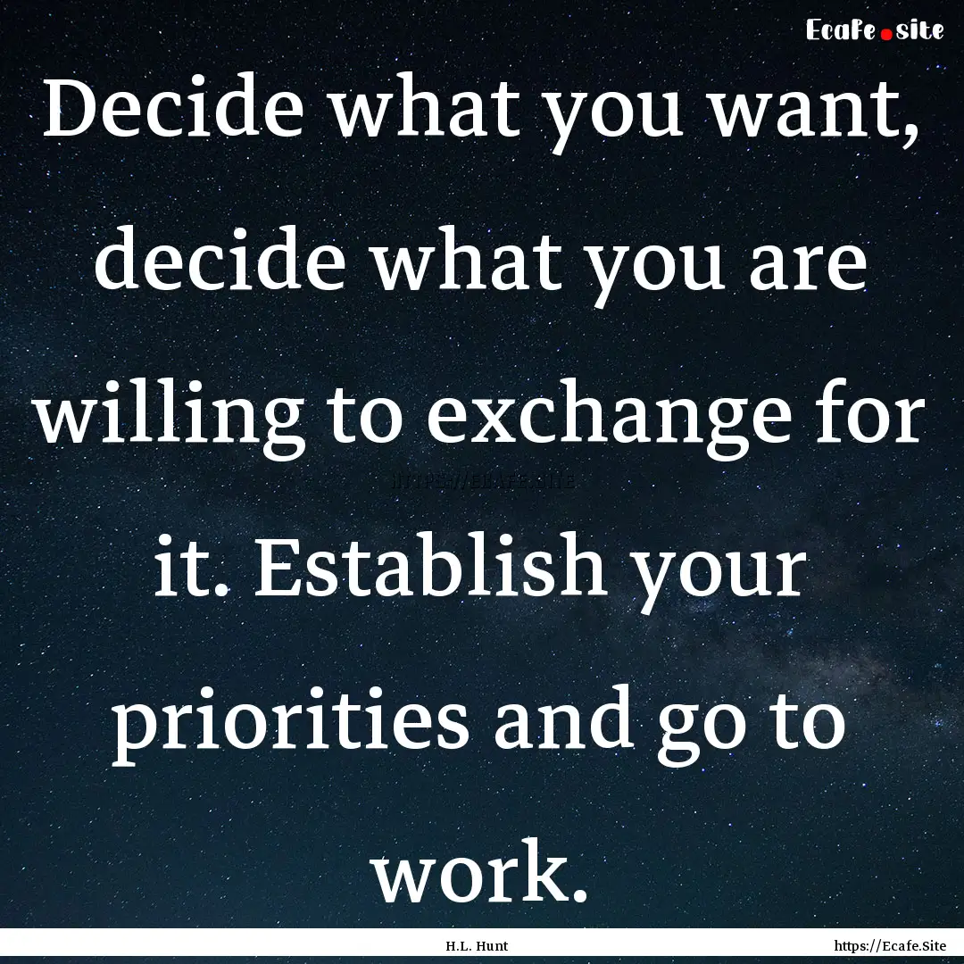 Decide what you want, decide what you are.... : Quote by H.L. Hunt