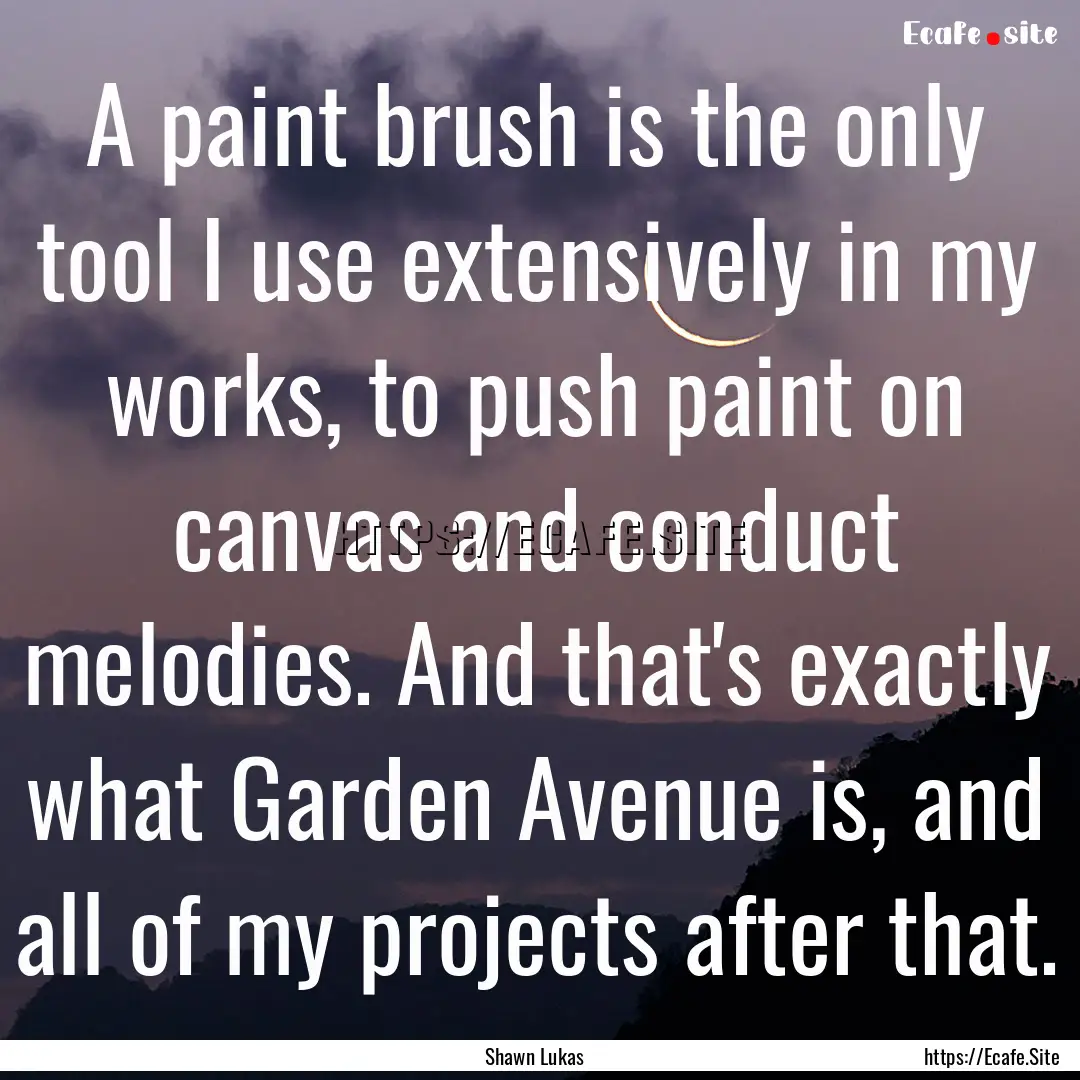 A paint brush is the only tool I use extensively.... : Quote by Shawn Lukas