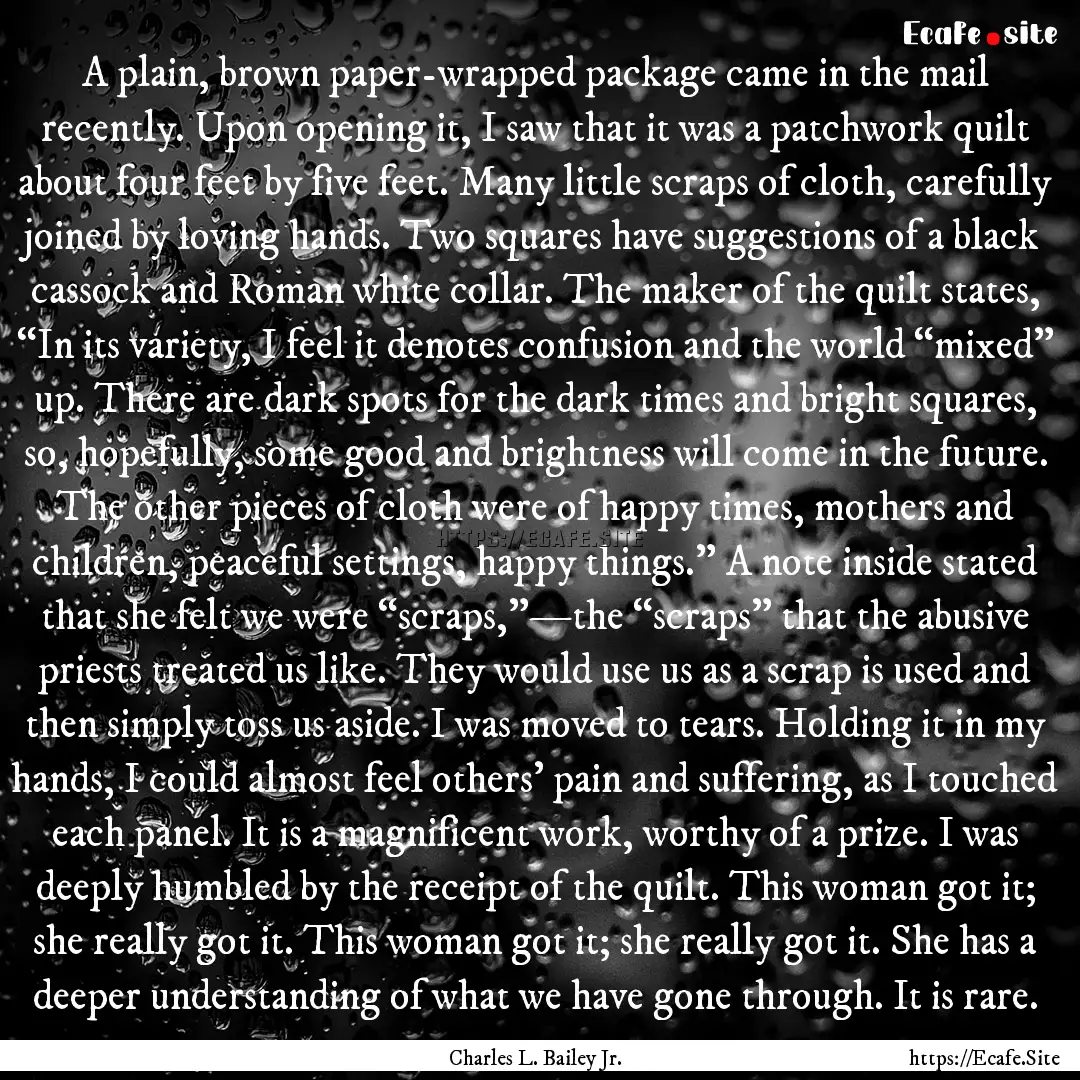 A plain, brown paper-wrapped package came.... : Quote by Charles L. Bailey Jr.