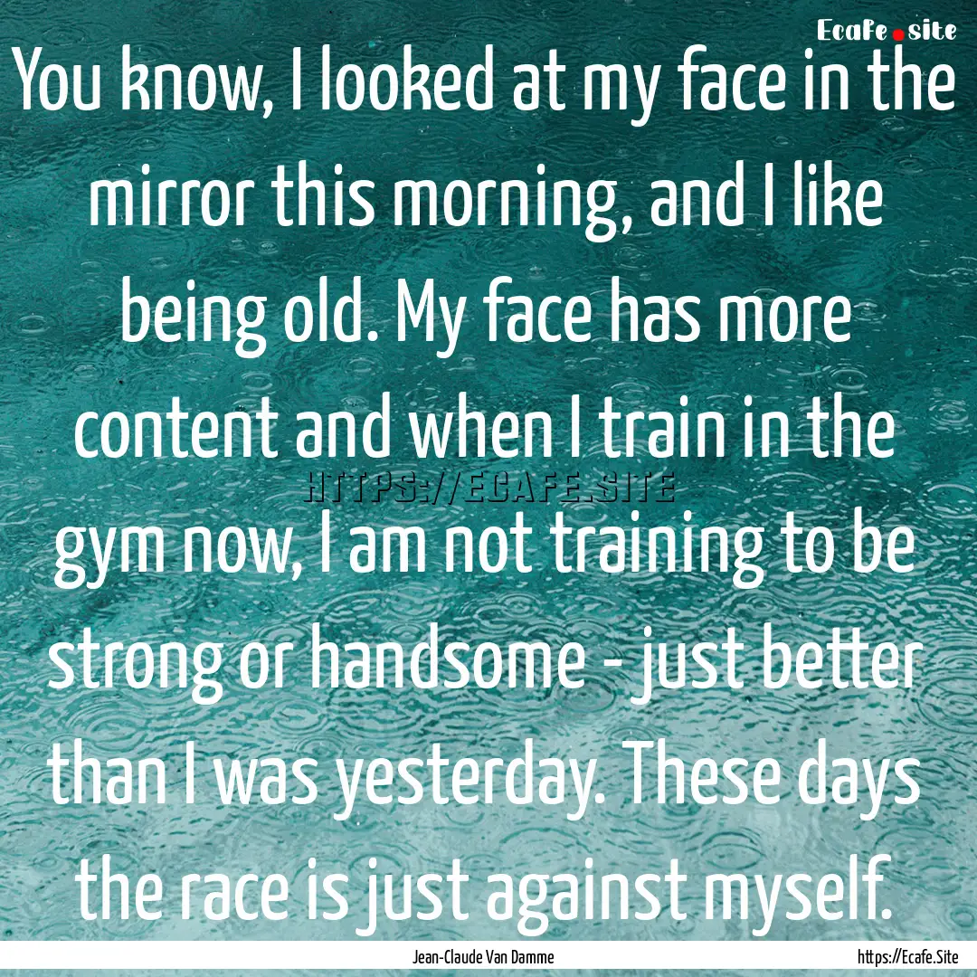 You know, I looked at my face in the mirror.... : Quote by Jean-Claude Van Damme