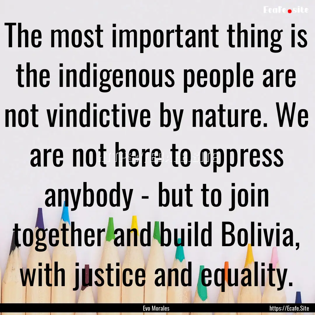 The most important thing is the indigenous.... : Quote by Evo Morales