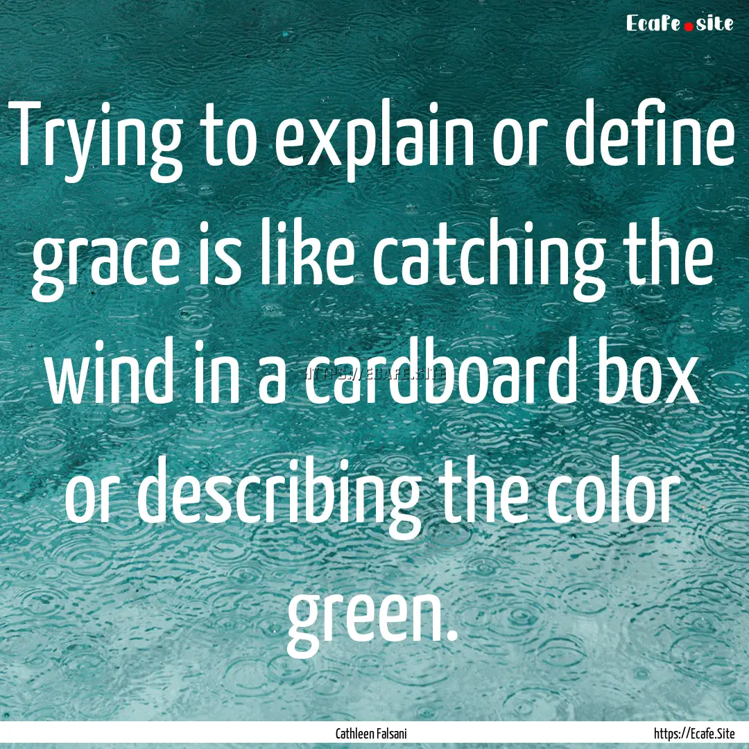 Trying to explain or define grace is like.... : Quote by Cathleen Falsani