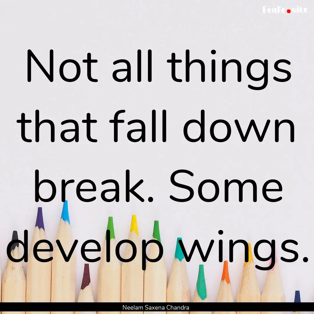 Not all things that fall down break. Some.... : Quote by Neelam Saxena Chandra