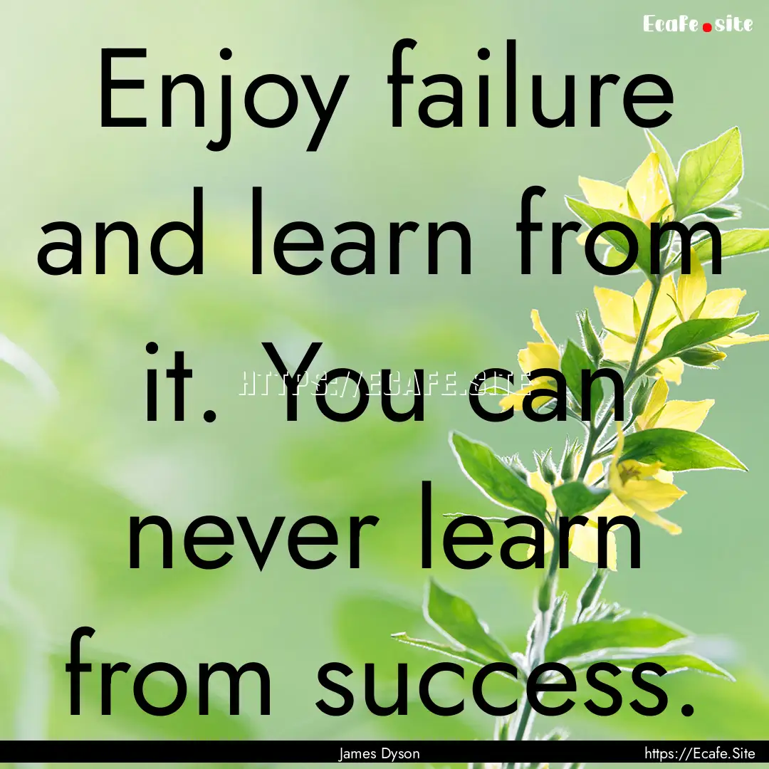 Enjoy failure and learn from it. You can.... : Quote by James Dyson