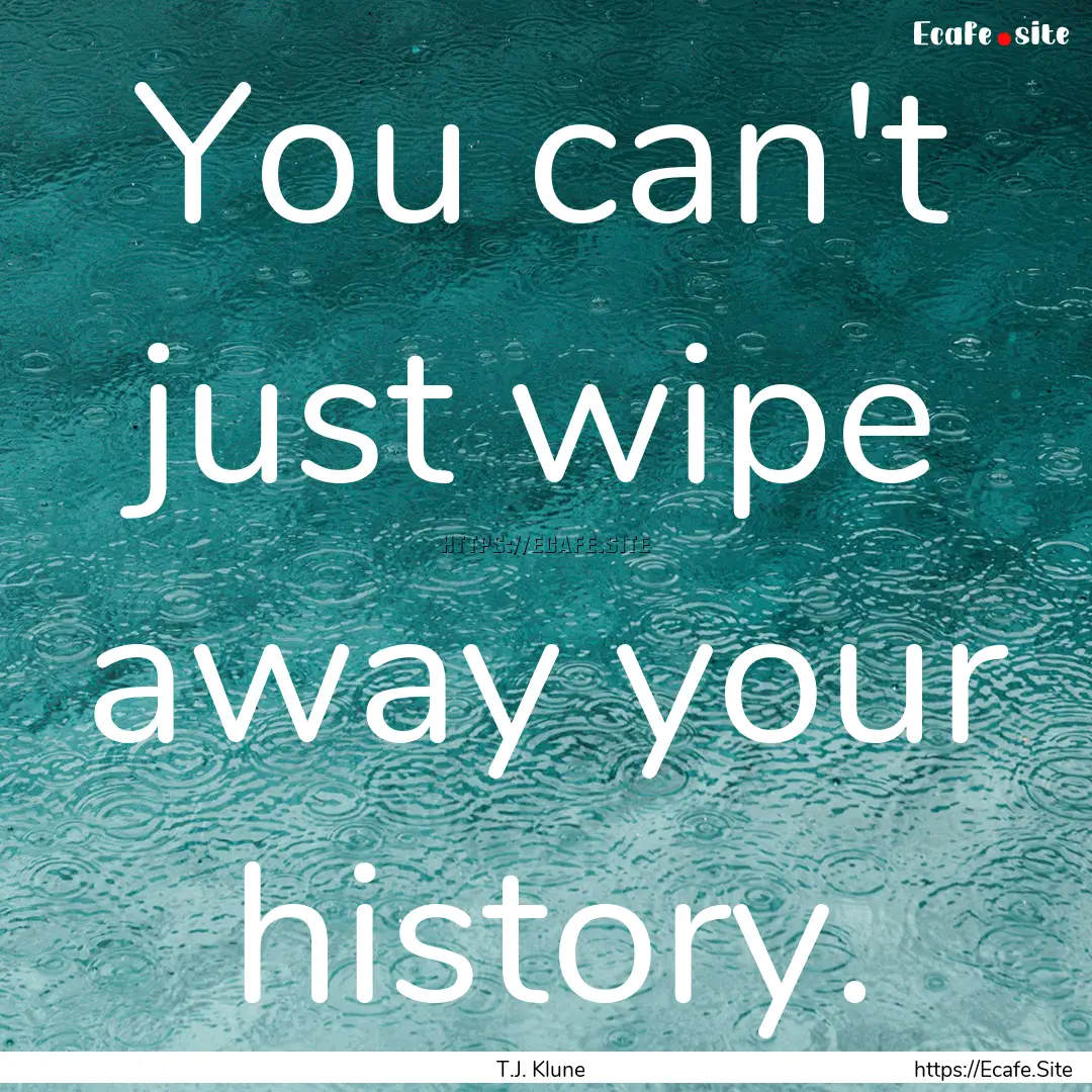 You can't just wipe away your history. : Quote by T.J. Klune