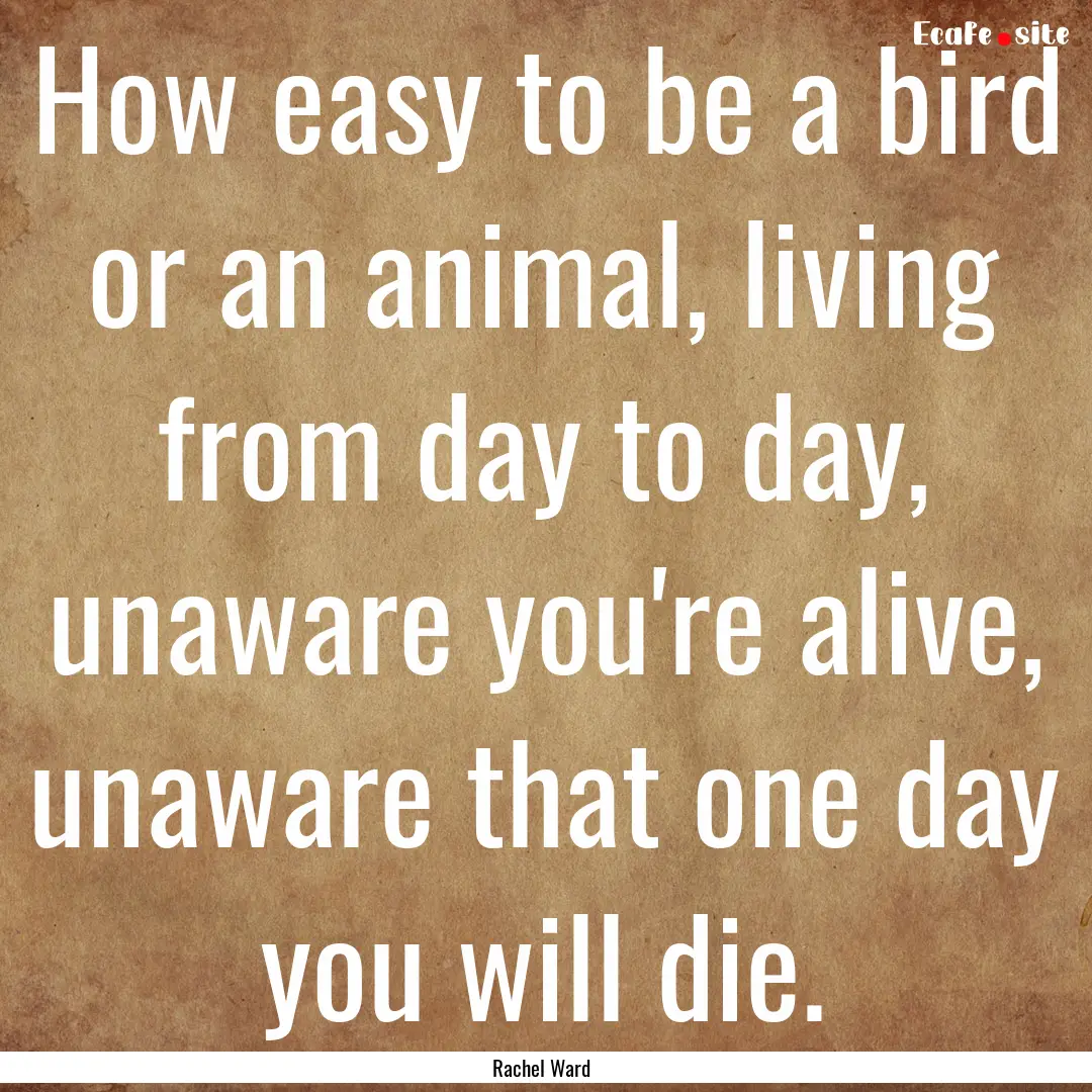 How easy to be a bird or an animal, living.... : Quote by Rachel Ward