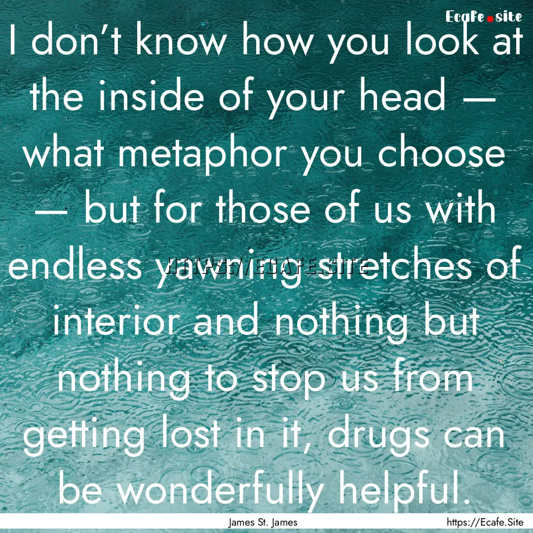 I don’t know how you look at the inside.... : Quote by James St. James