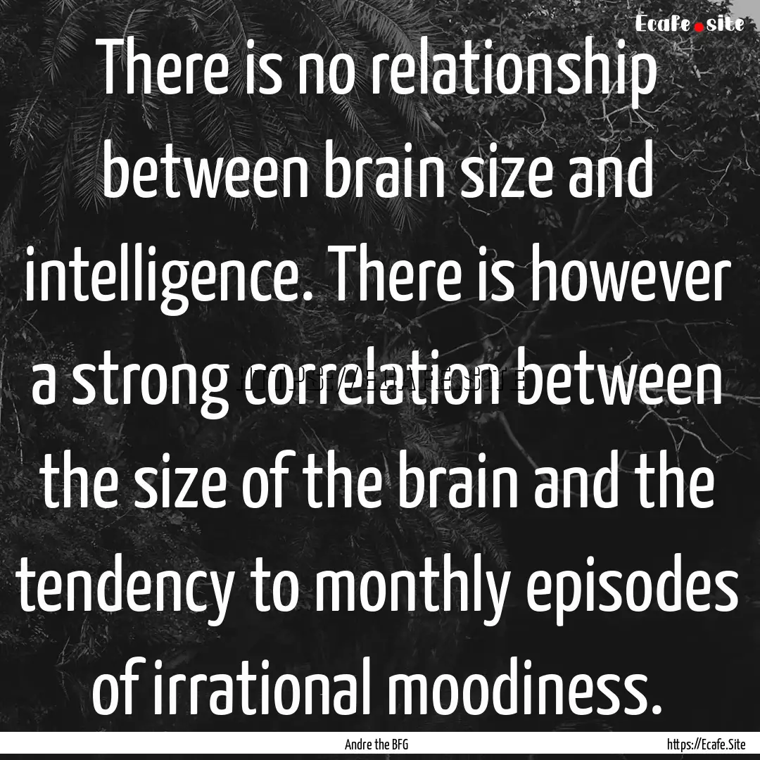 There is no relationship between brain size.... : Quote by Andre the BFG