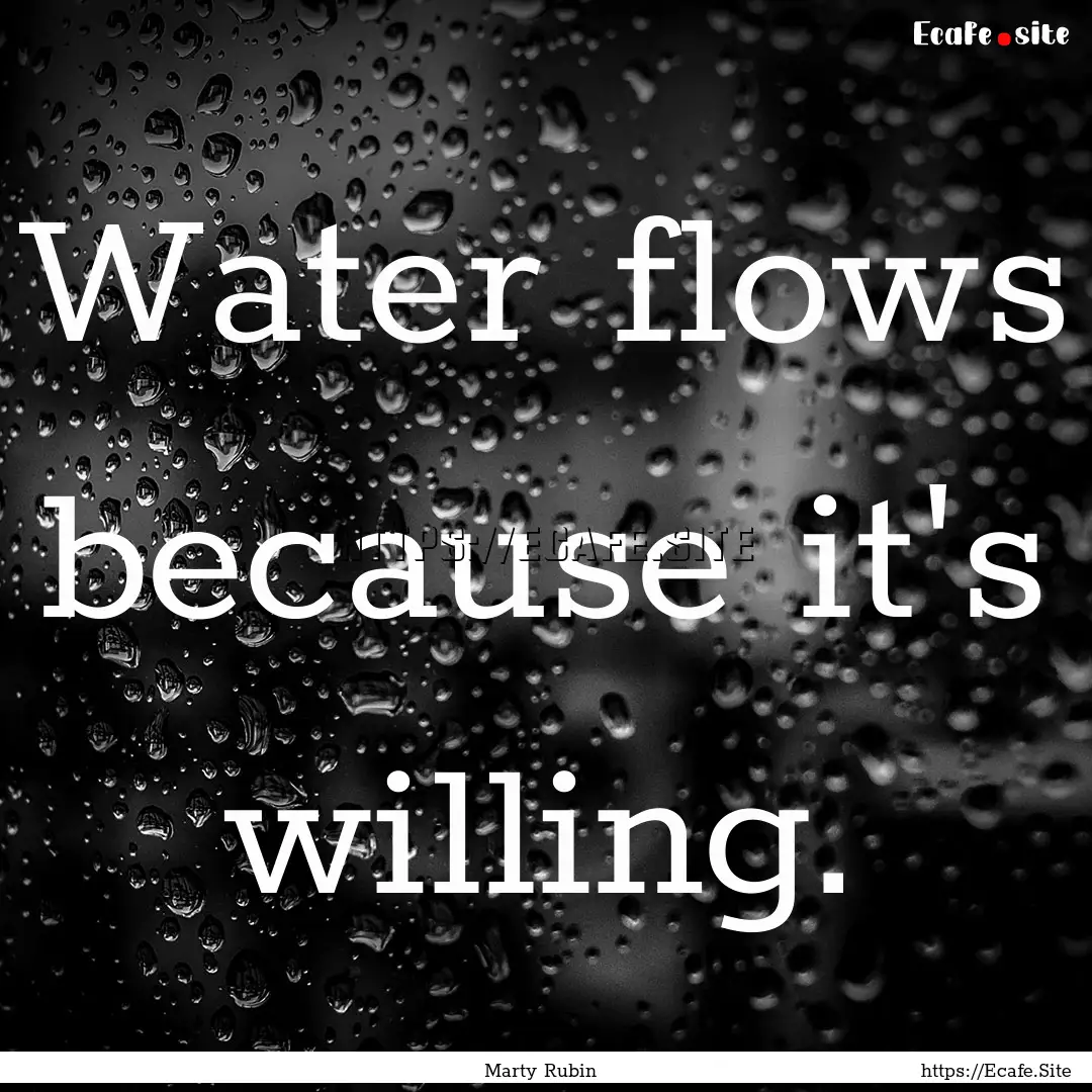 Water flows because it's willing. : Quote by Marty Rubin