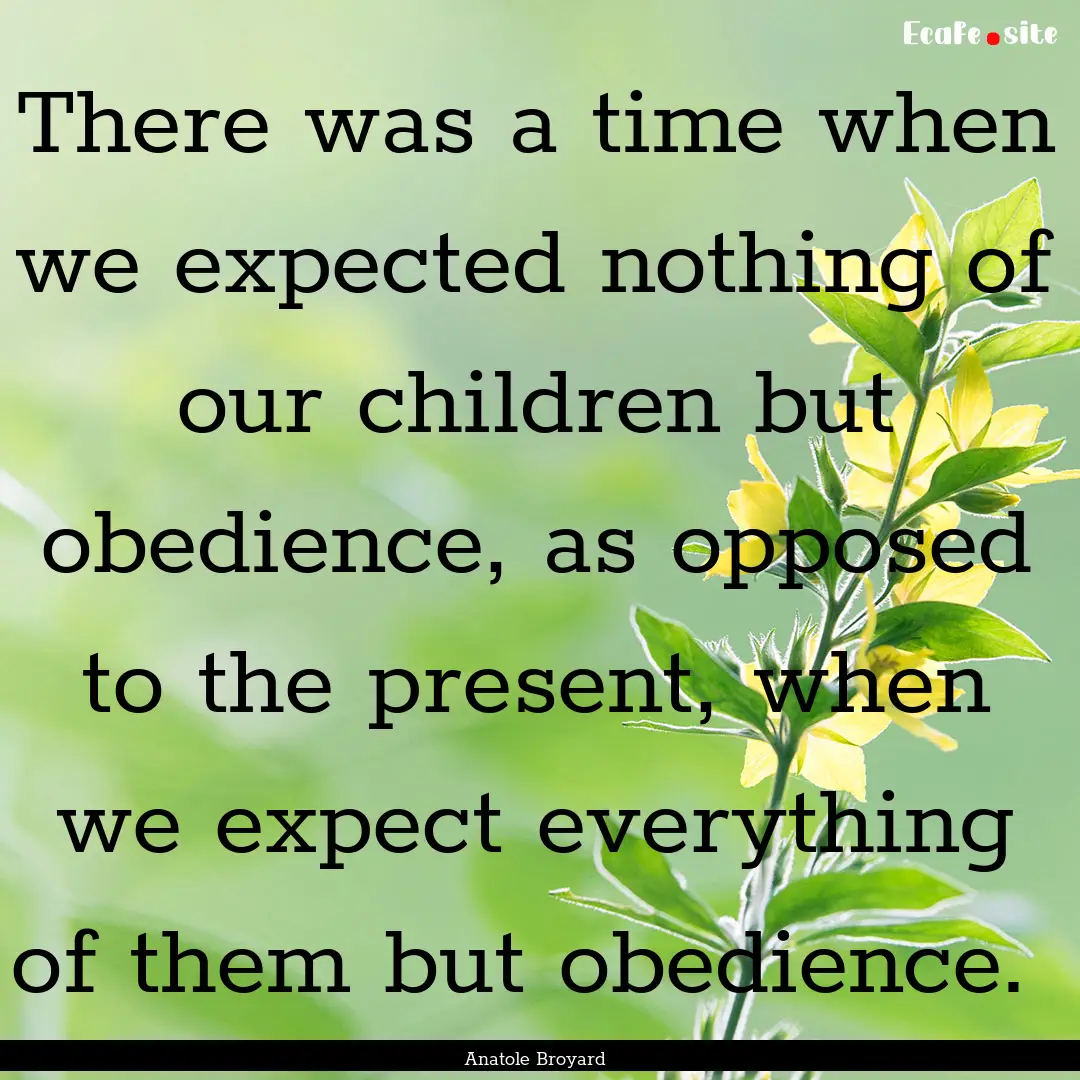 There was a time when we expected nothing.... : Quote by Anatole Broyard