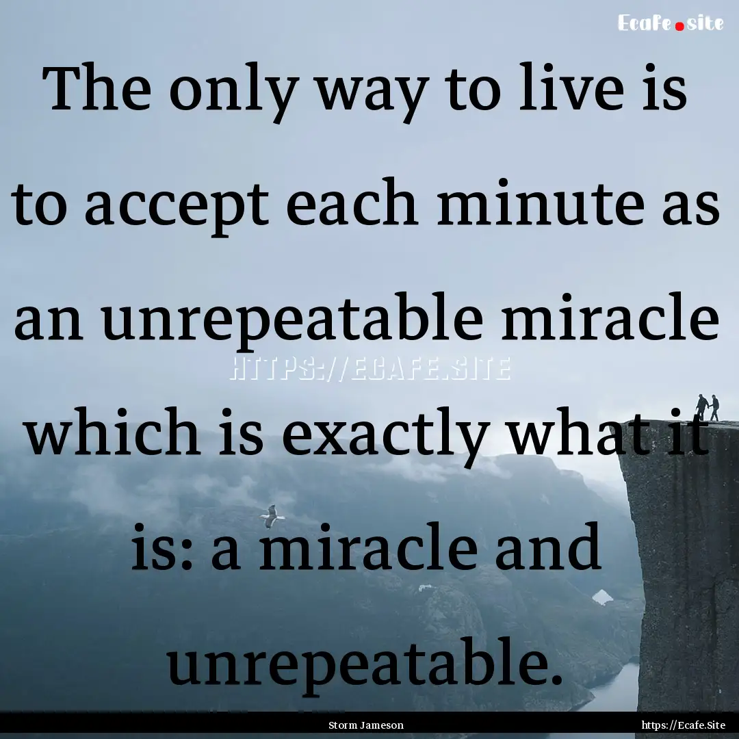 The only way to live is to accept each minute.... : Quote by Storm Jameson