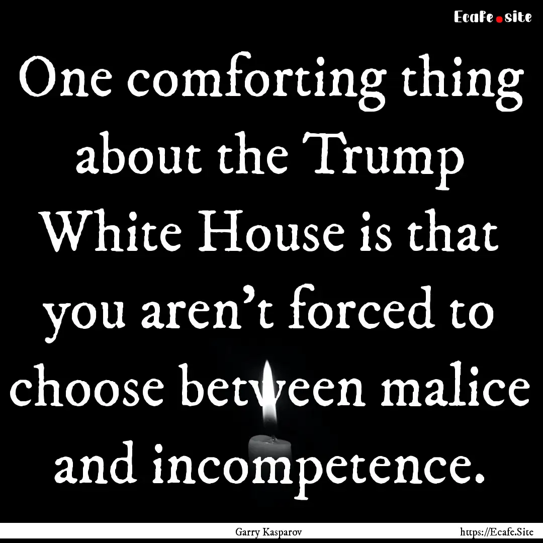 One comforting thing about the Trump White.... : Quote by Garry Kasparov