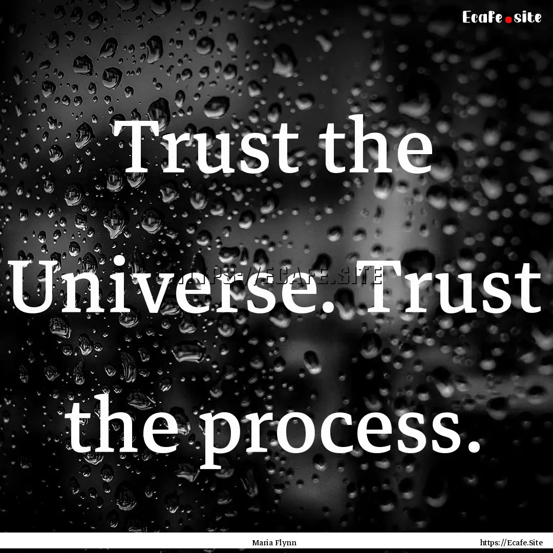 Trust the Universe. Trust the process. : Quote by Maria Flynn