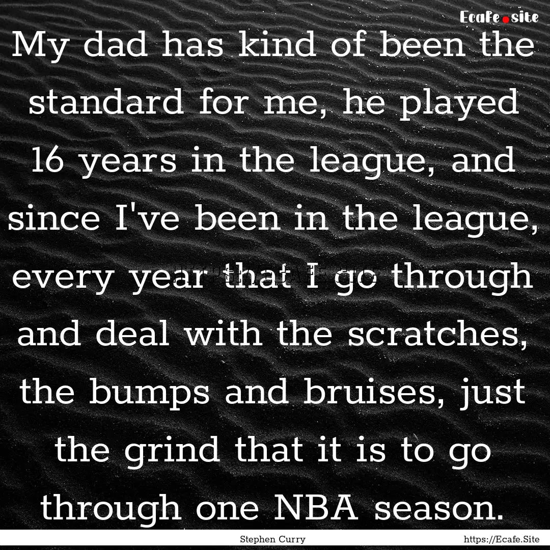 My dad has kind of been the standard for.... : Quote by Stephen Curry