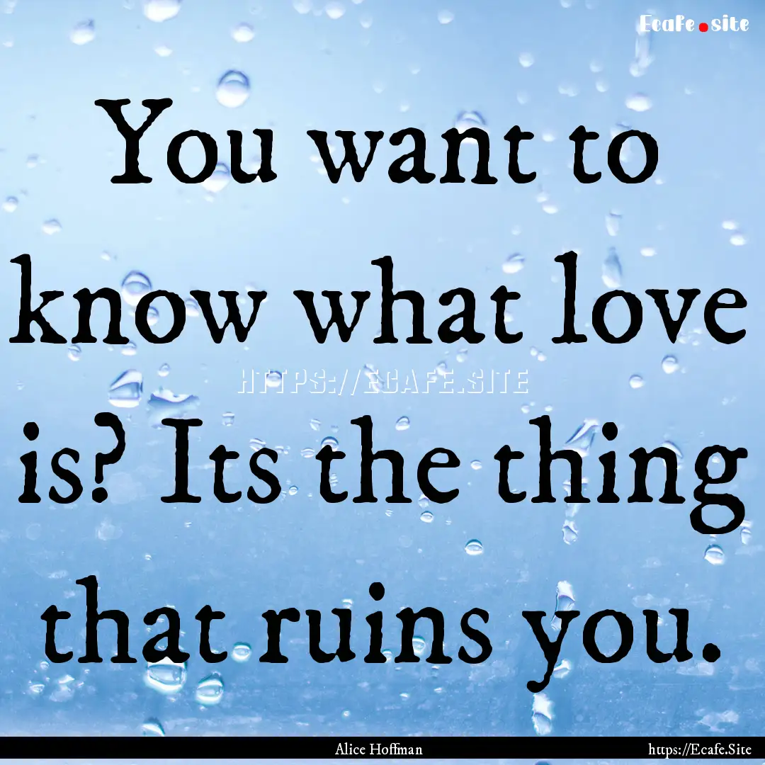 You want to know what love is? Its the thing.... : Quote by Alice Hoffman