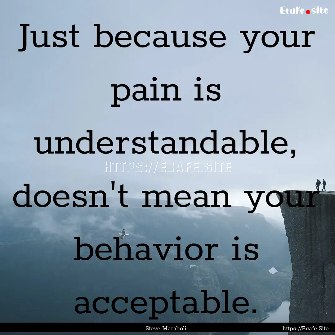 Just because your pain is understandable,.... : Quote by Steve Maraboli