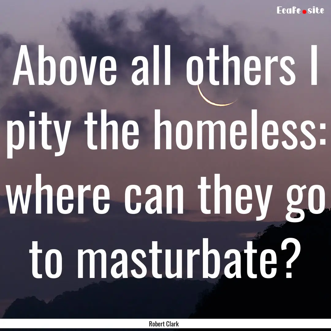 Above all others I pity the homeless: where.... : Quote by Robert Clark