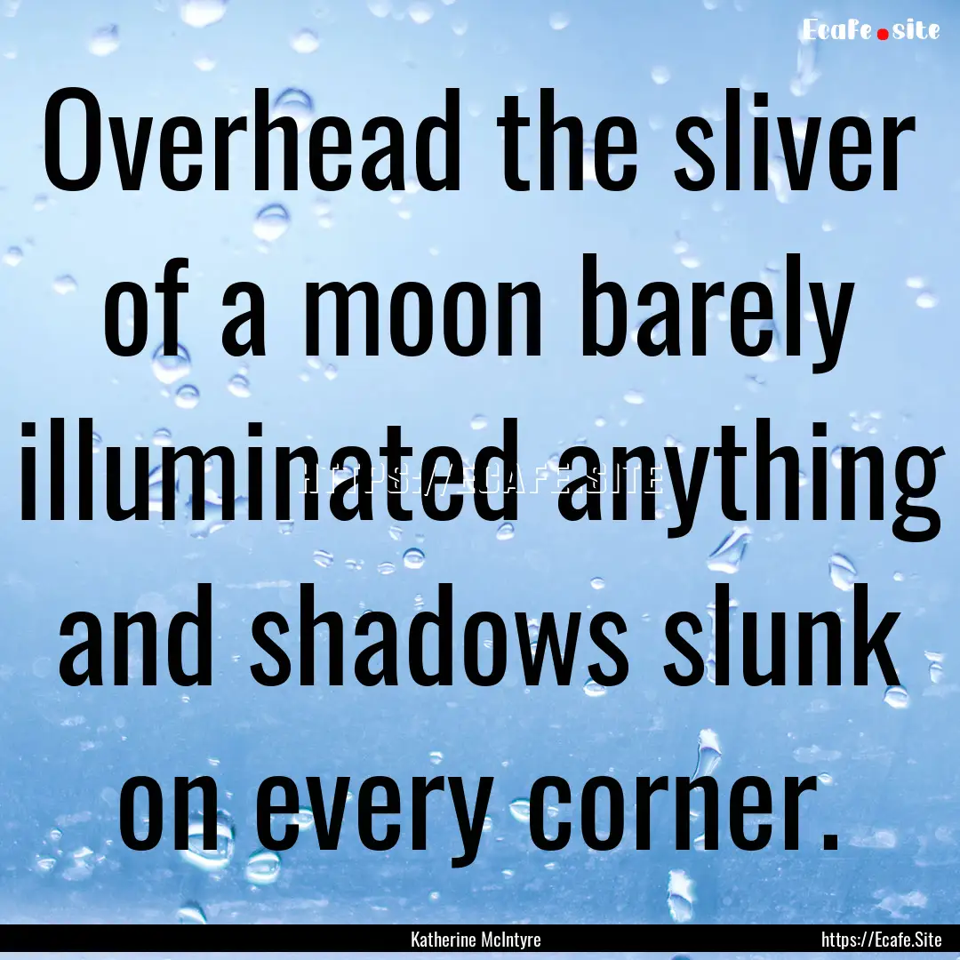 Overhead the sliver of a moon barely illuminated.... : Quote by Katherine McIntyre