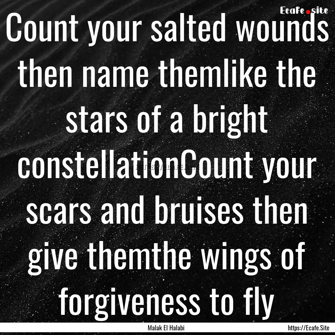 Count your salted wounds then name themlike.... : Quote by Malak El Halabi