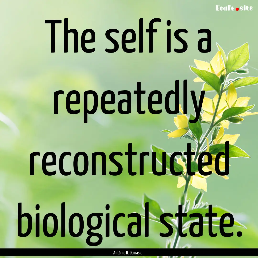 The self is a repeatedly reconstructed biological.... : Quote by António R. Damásio