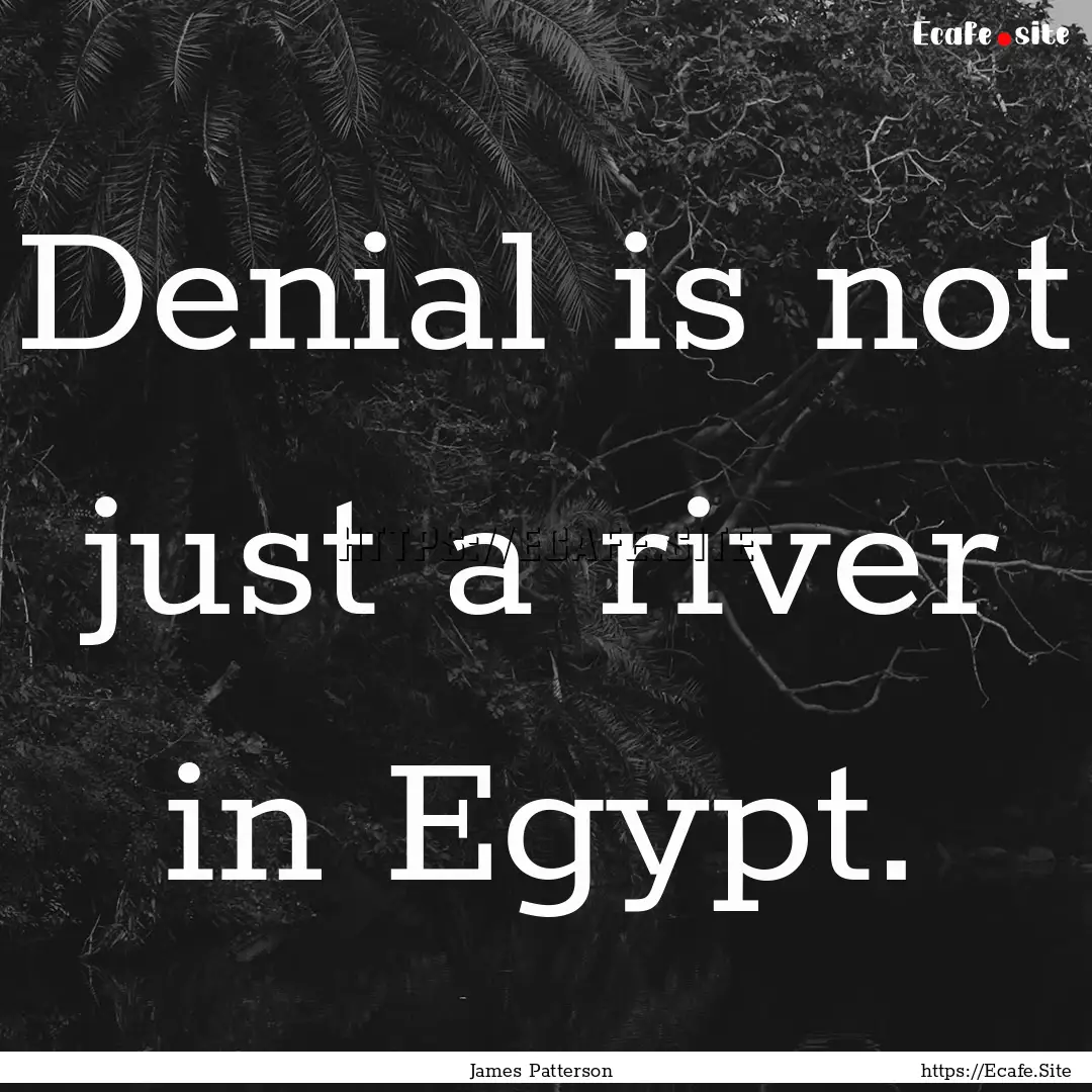 Denial is not just a river in Egypt. : Quote by James Patterson