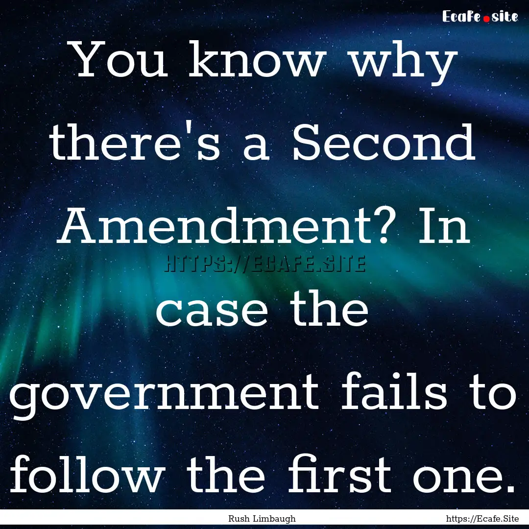 You know why there's a Second Amendment?.... : Quote by Rush Limbaugh