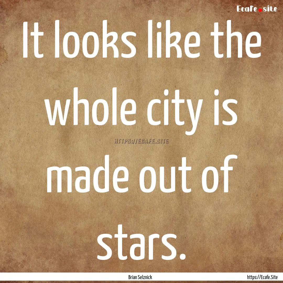 It looks like the whole city is made out.... : Quote by Brian Selznick