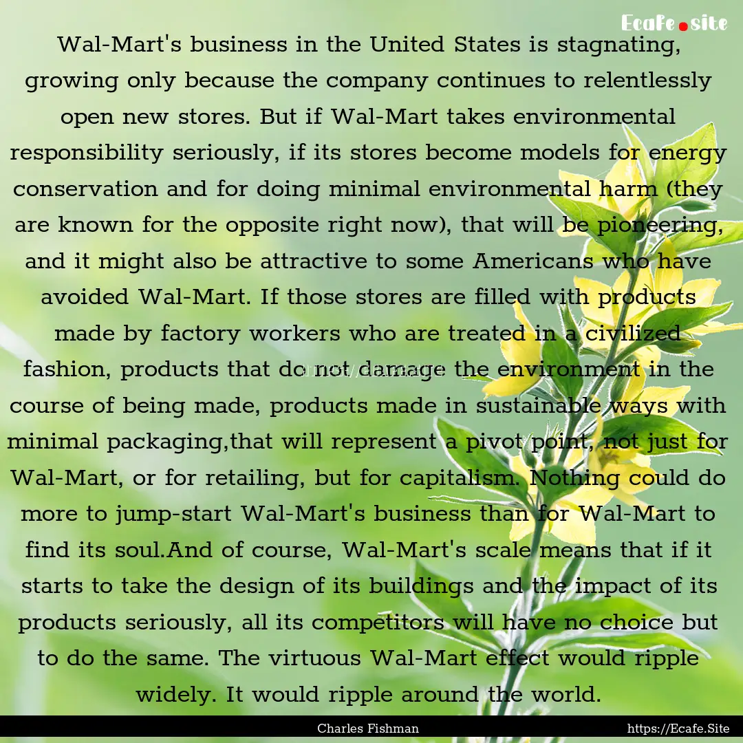 Wal-Mart's business in the United States.... : Quote by Charles Fishman