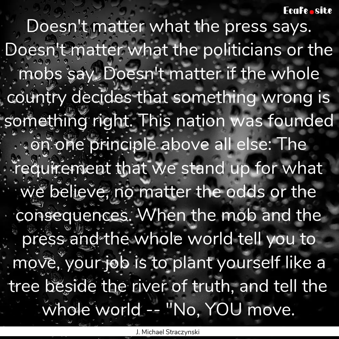 Doesn't matter what the press says. Doesn't.... : Quote by J. Michael Straczynski