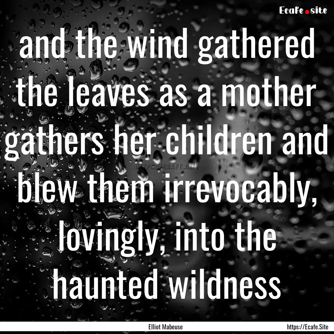 and the wind gathered the leaves as a mother.... : Quote by Elliot Mabeuse