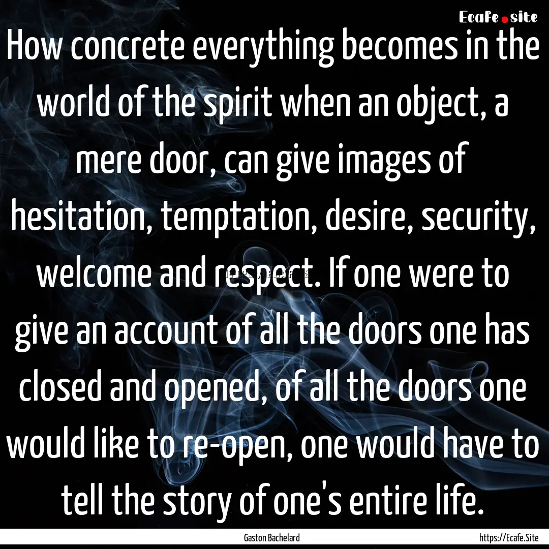 How concrete everything becomes in the world.... : Quote by Gaston Bachelard