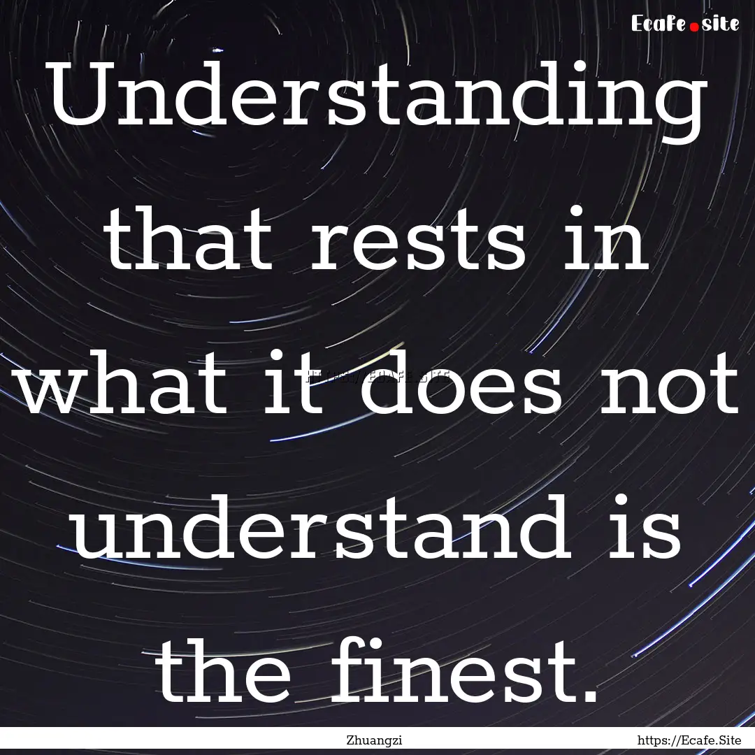 Understanding that rests in what it does.... : Quote by Zhuangzi