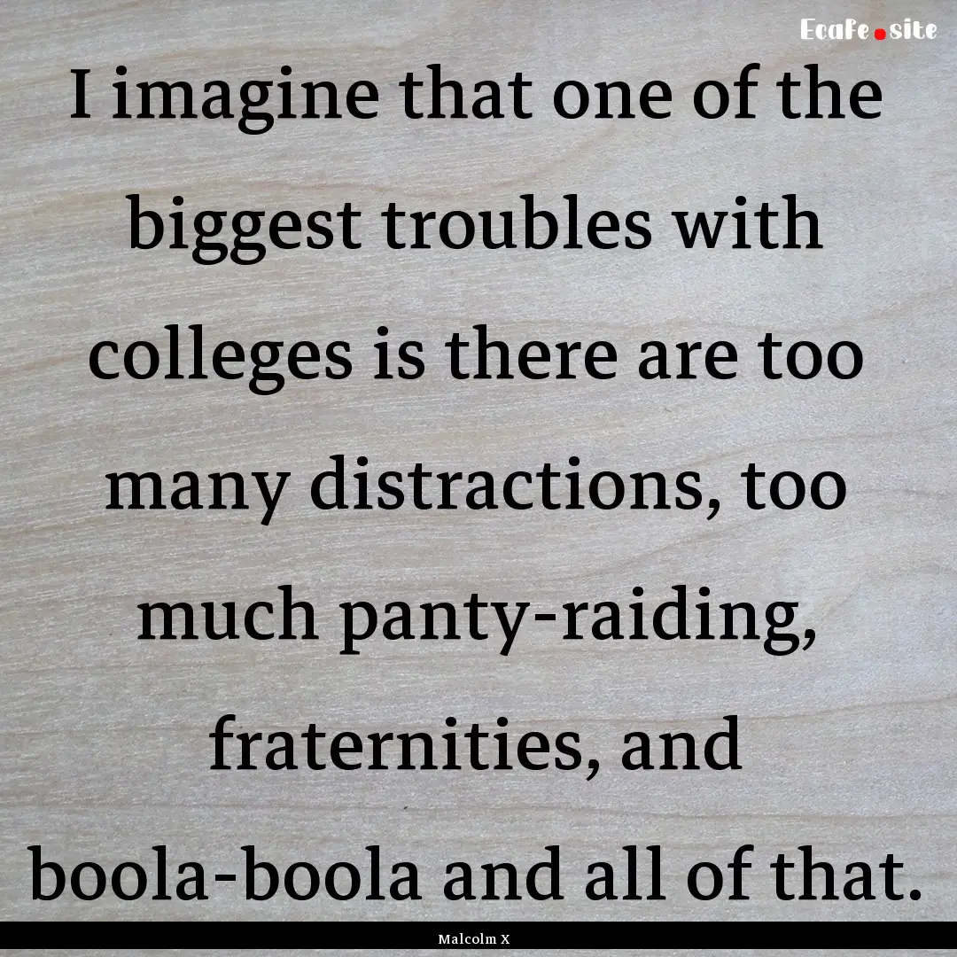 I imagine that one of the biggest troubles.... : Quote by Malcolm X