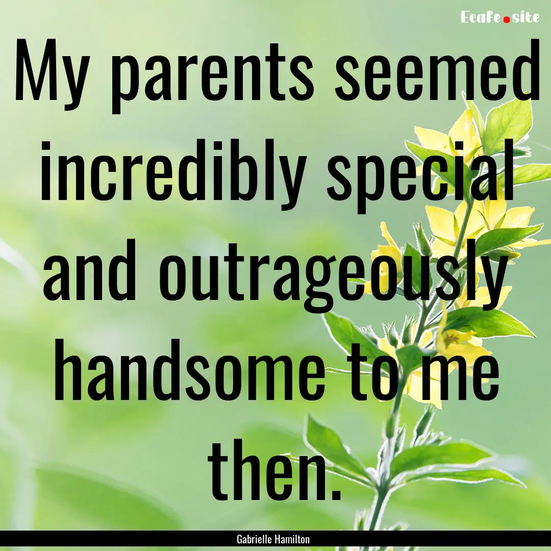 My parents seemed incredibly special and.... : Quote by Gabrielle Hamilton