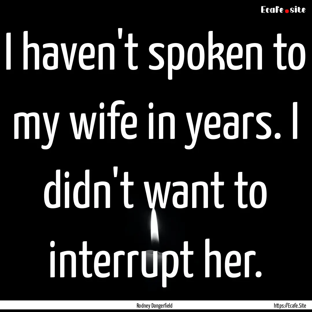 I haven't spoken to my wife in years. I didn't.... : Quote by Rodney Dangerfield