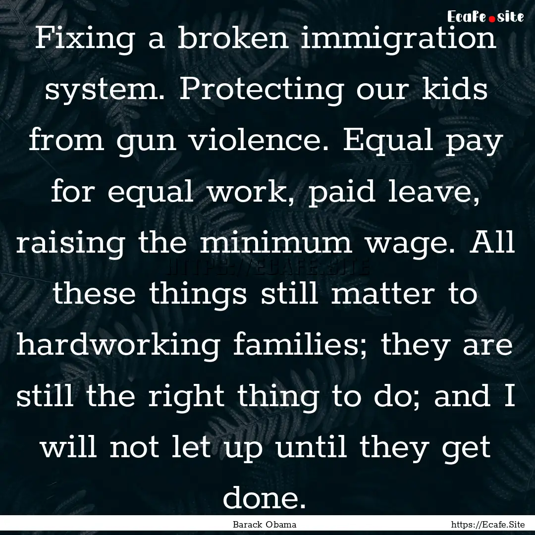 Fixing a broken immigration system. Protecting.... : Quote by Barack Obama