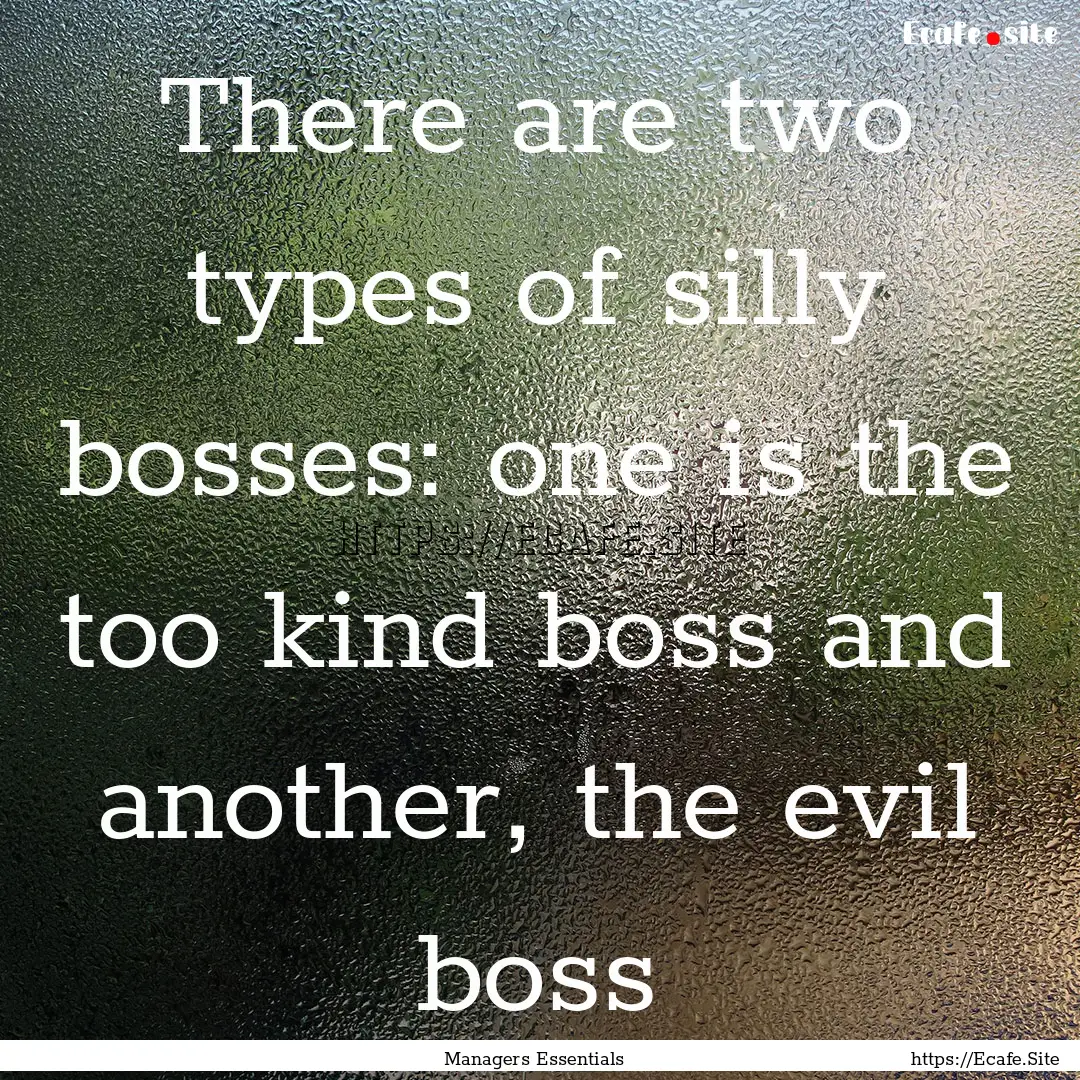 There are two types of silly bosses: one.... : Quote by Managers Essentials