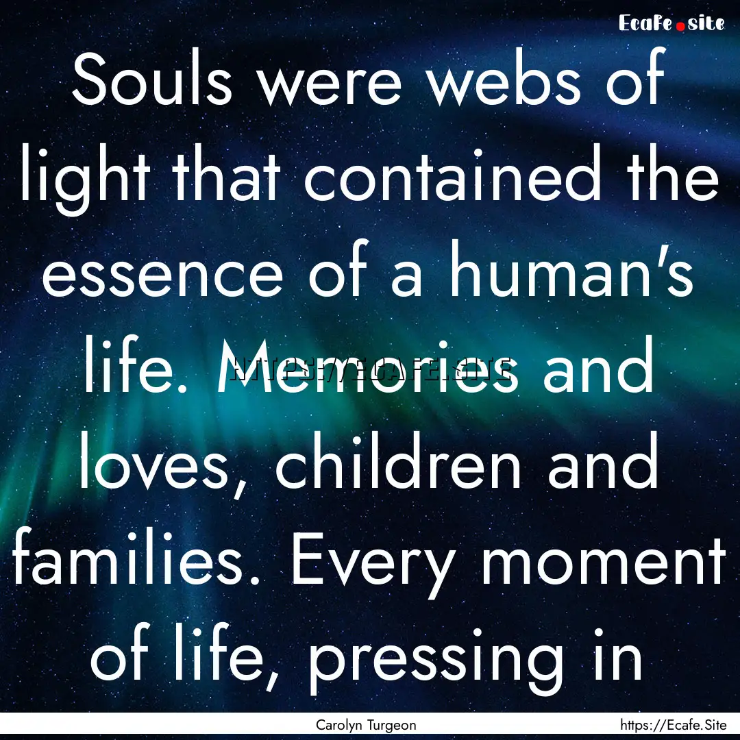 Souls were webs of light that contained the.... : Quote by Carolyn Turgeon