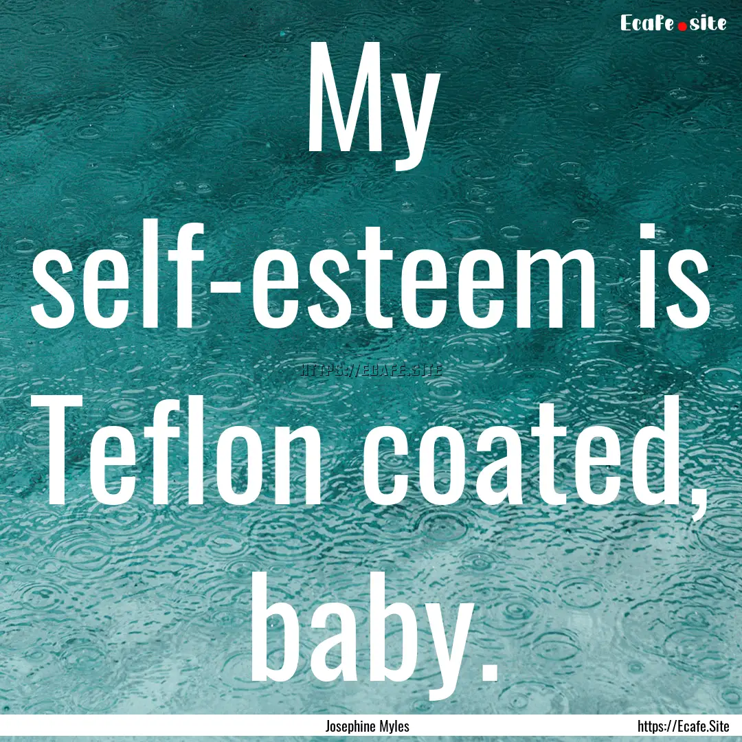 My self-esteem is Teflon coated, baby. : Quote by Josephine Myles