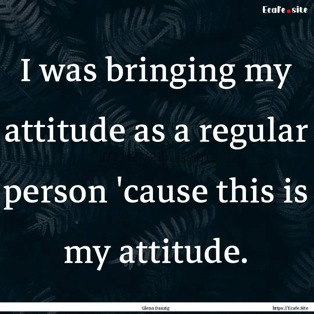 I was bringing my attitude as a regular person.... : Quote by Glenn Danzig