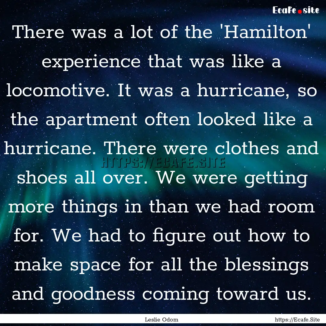 There was a lot of the 'Hamilton' experience.... : Quote by Leslie Odom